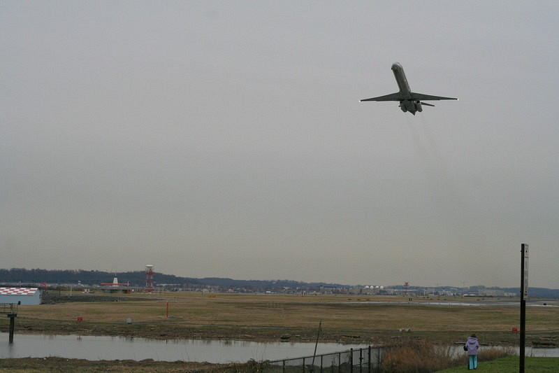 watching planes take off at Reagan airport