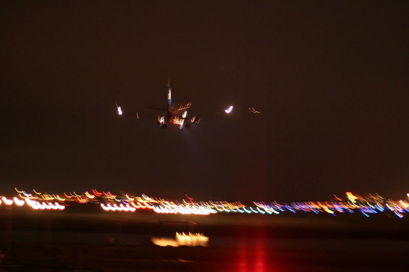 So... we went back later that night, because now the planes were landing on the close end of the runway